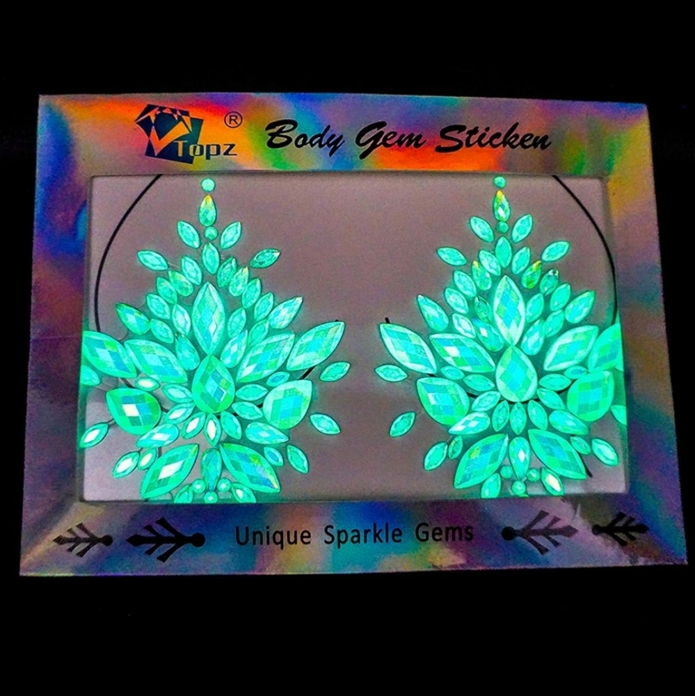 Glow in the Dark Stick On Body Gems